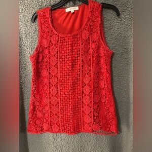 Adiva Vibrant Red/ hot pink Lace Tank Top